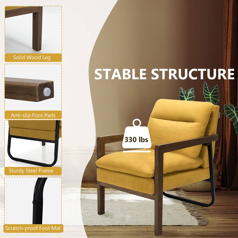 Gymax Set of 2 Single Sofa Chair Leisure Accent Chair w/ Wooden