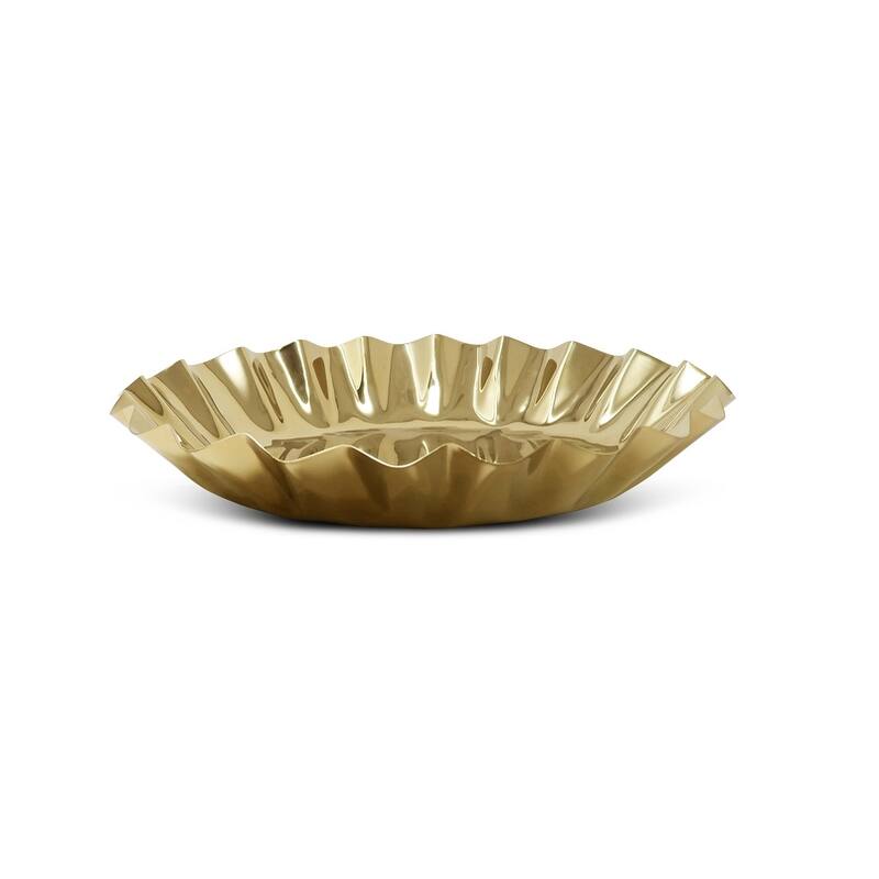 Tray with Wavy Edge 14.25"D Stainless Steel