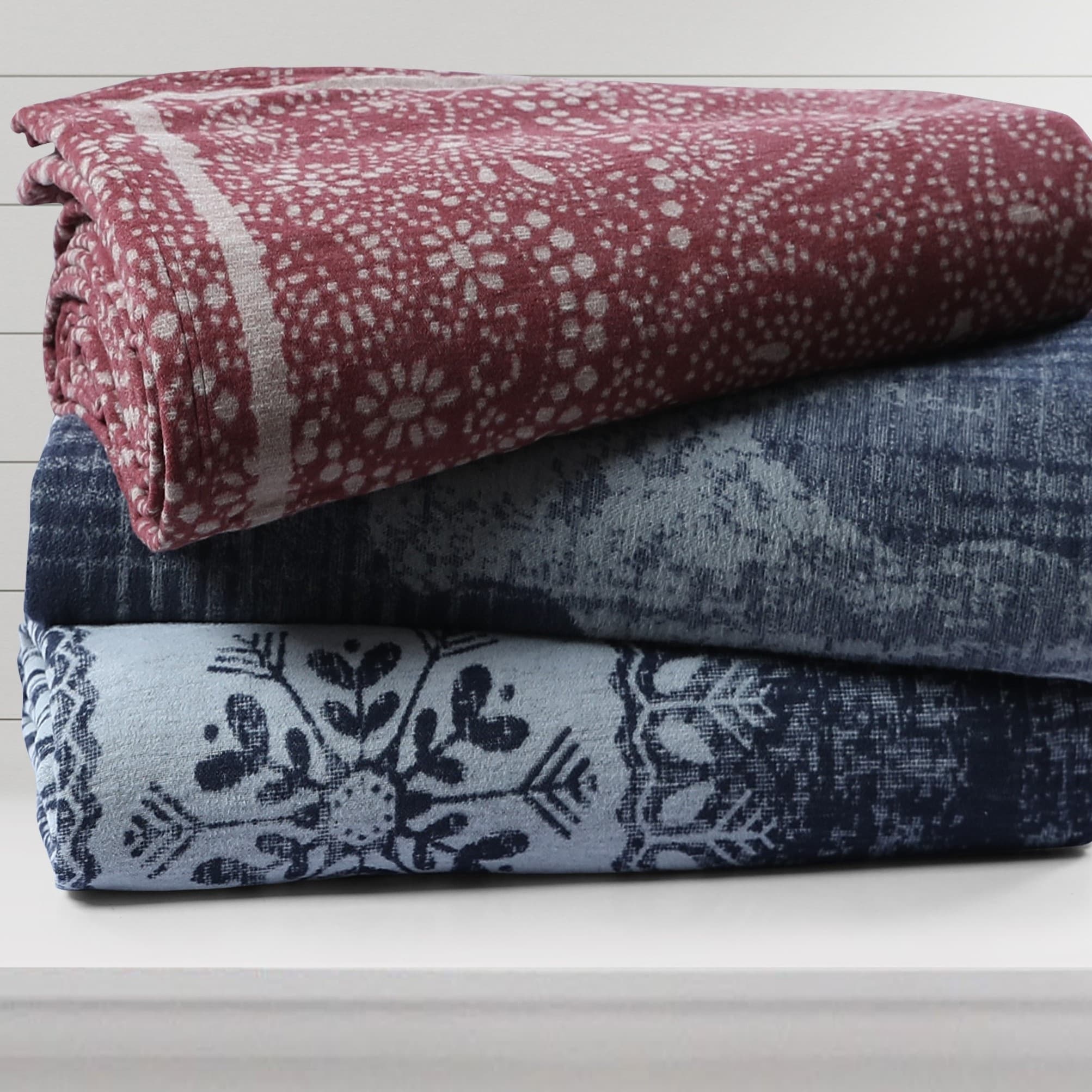 Tribeca Living German Yarn Dyed Organic Cotton Soft Cozy Throw Blanket-image