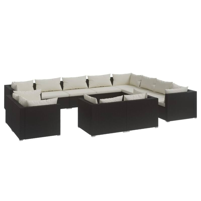 vidaXL Patio Lounge Set Outdoor Sectional Sofa Set Table Garden Poly Rattan