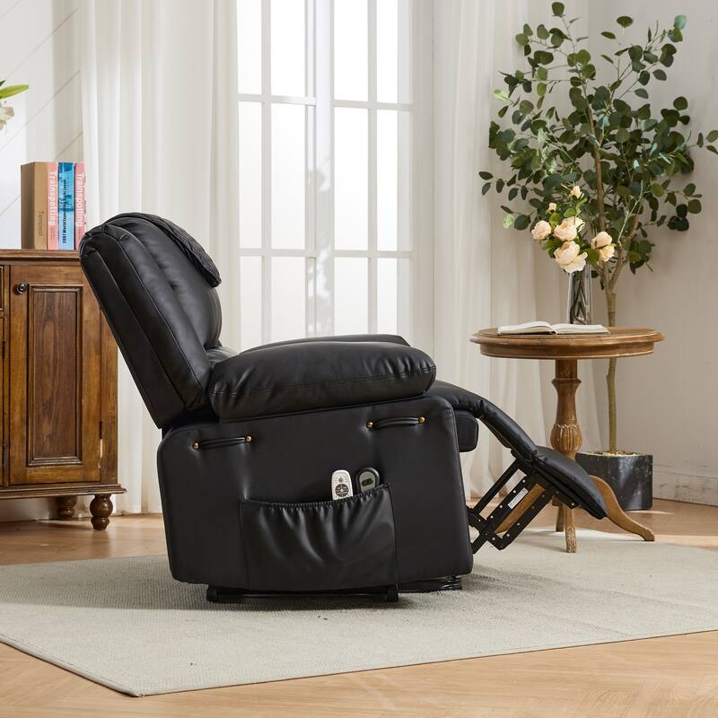 PU Leather Power Lift Recliner - Electric Heat & Massage Chair, Remote Control, Wide Seat - Elderly Comfort Assistive Recliner