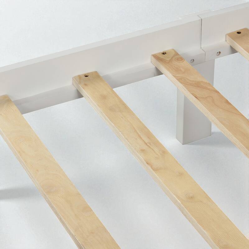 Twin/Full Size Wood Platform Bed with Headboard, Footboard, Solid Slat Support and Pine Frame