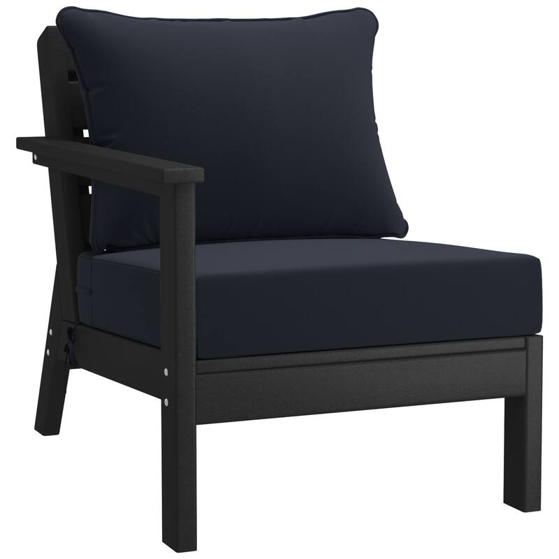 Birchwood All Weather HDPE Outdoor Patio Black Deep Seating Conversation Set (6-Piece Set)