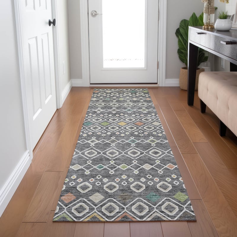 Machine Washable Indoor/ Outdoor Global Contempory Chantille Rug