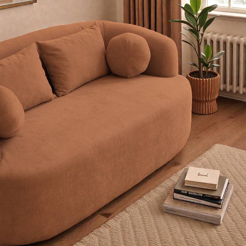 Sofa-in-a-Box Memory Foam 2-Seater Couch, Deep Seat Chenille Loveseat, No Assembly, Modern Compact Sofa for Living Room