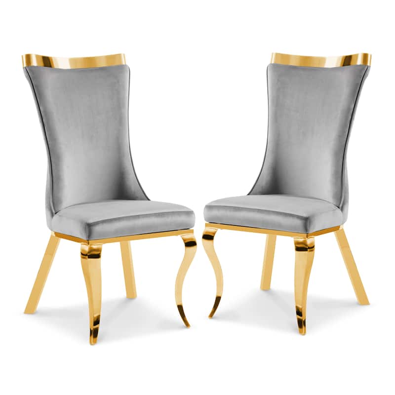Furniture of America Thaddeus Glam Velvet High Back Side Chair (Set of 2)