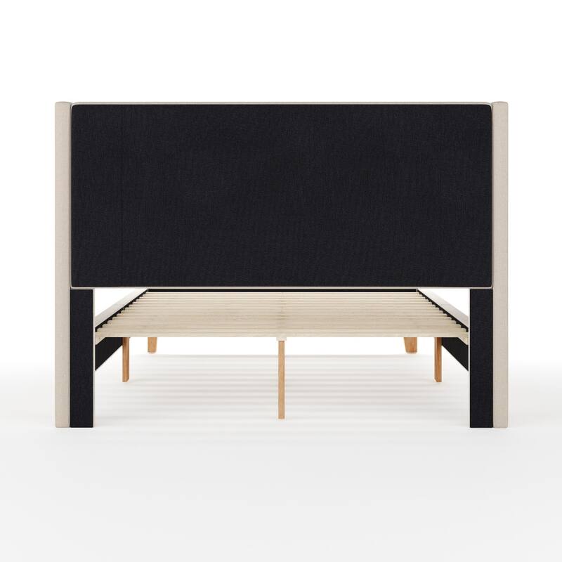 Martha Stewart Upholstered Platform Bed with Wingback Headboard