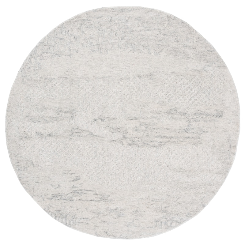 SAFAVIEH Handmade Harvest Dylis Modern Contemporary Wool Rug - 6' Round - Silver/Ivory