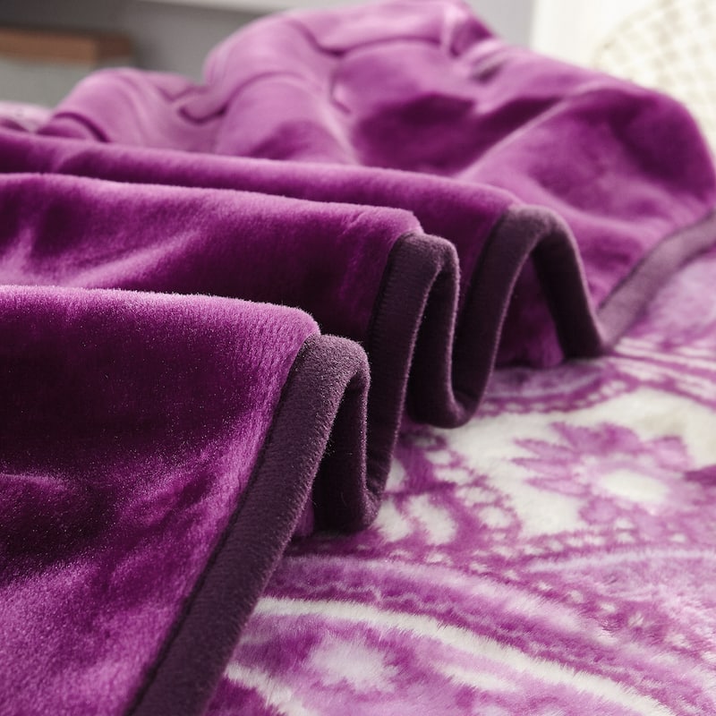 Heavy Crafted Thick Floral 9-pound Winter Fleece Blanket 85"x95"