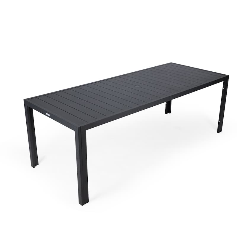 Chelsea Mid-Century Modern Outdoor Dining Table with Rust-Resistant Black Aluminum - Minimalist Patio Table - Black