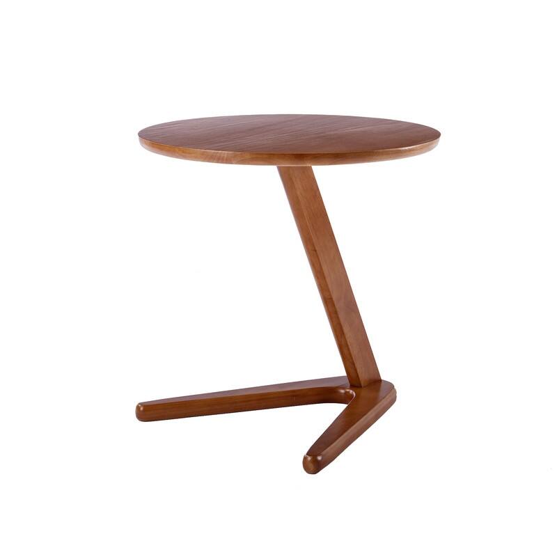 SEYNAR Modern Solid Wood Versatile Round Side Table or Small Accent Piece - Brown - Wood