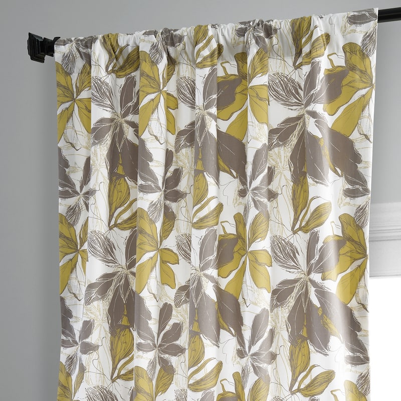 Exclusive Fabrics Autumn Whisper Leaves Printed Cotton Room Darkening Curtains (1 Panel)