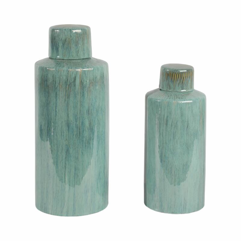 Sagebrook Home Corvallis Ceramic Canisters, Cylinder (Set Of 2)