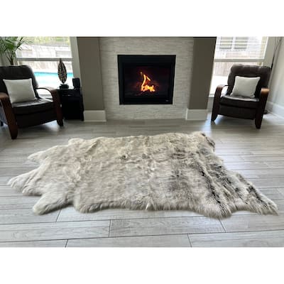 Silver Orchid Luxurious Faux Bison Skin Shag Rug