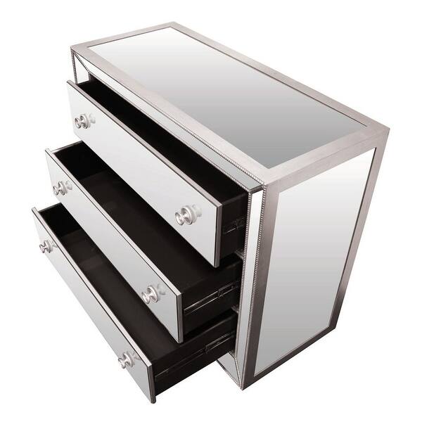 Best Master Furniture Hale Silver Mirrored 3 Drawer Hall Chest Bed