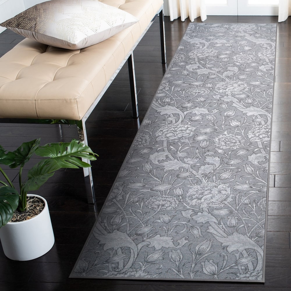 My Magic Carpet Kalini Floral Grey Machine Washable Rug