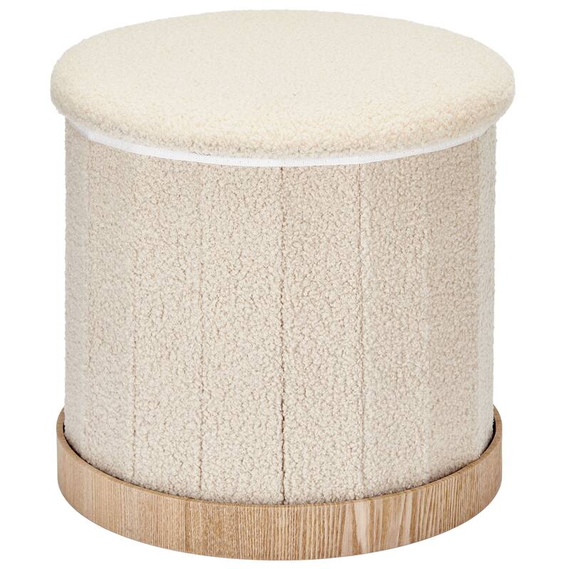 Aria Home Teddy Fabric Ottoman Coffee Table with Hidden Storage - Beige