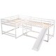 preview thumbnail 8 of 7, White Full and Twin Size L-Shaped Bunk Bed with Slide and Short Ladder, 134''L*79.5''W*50.7''H, 185LBS