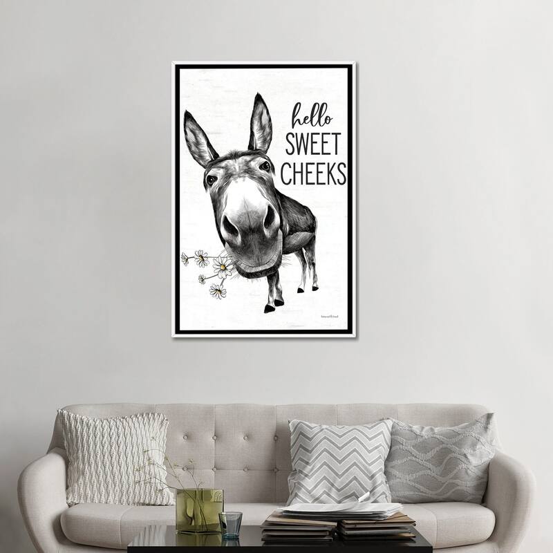 iCanvas "Hello Sweet Cheeks Donkey" by lettered & lined Framed Canvas Print