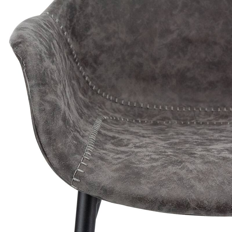 Markley Leather Dining Chair with Iron Legs Set of 2 Modern Accent Armchair