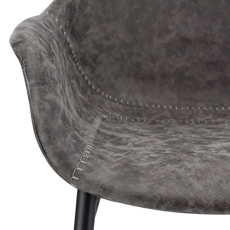 Markley Leather Dining Chair with Iron Legs Set of 4 Modern Accent Armchair