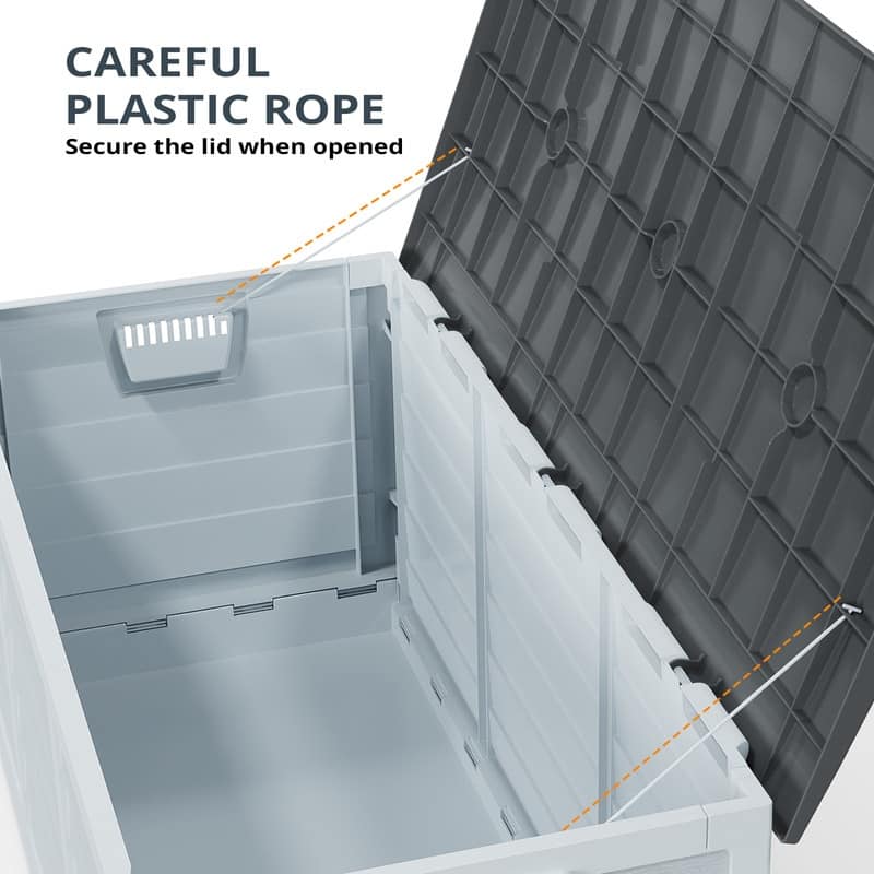 75 Gallons Foldable Plastic Deck Box Outdoor Indoor Storage - 75 gallons