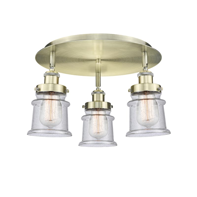 Innovations Lighting Canton - 3 Light 17" Flush Mount - Antique Brass/Seedy