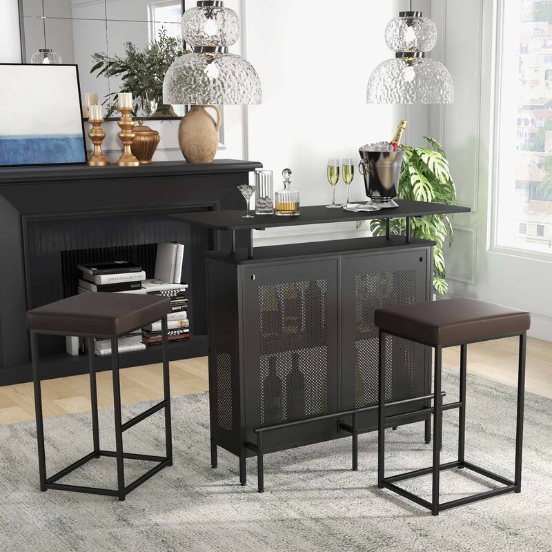 Costway 30" Barstools Set of 2 Upholstered Bar Height Chairs PU - See Details