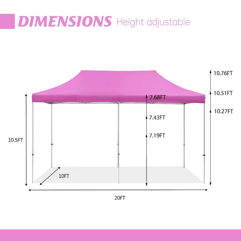 Zenova 10x20 ft Pop up Canopy Tent, Party Tent Heavy Duty Instant Shelters - 10*20