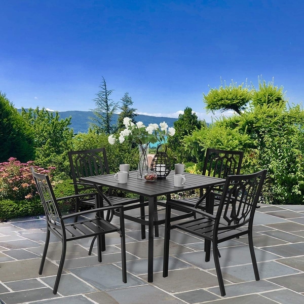 PHI VILLA Metal Outdoor Patio Dining Set, Table and 4 Chairs Set of 5. Opens flyout.