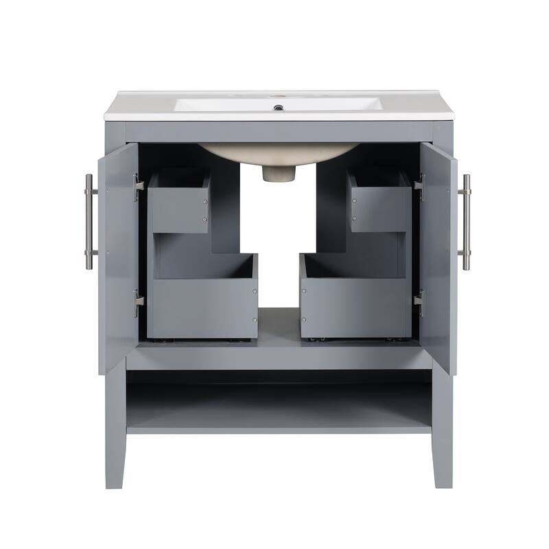 30" Bathroom Vanity with Sink Bathroom Cabinet with Doors and Drawers and shelve