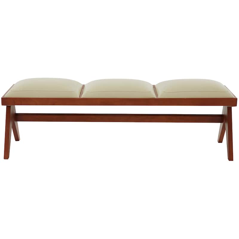 SAFAVIEH Couture Wubbina Vegan Leather Bench - 58 In W x 18 In D x 19 In H - 58Wx18Dx19H