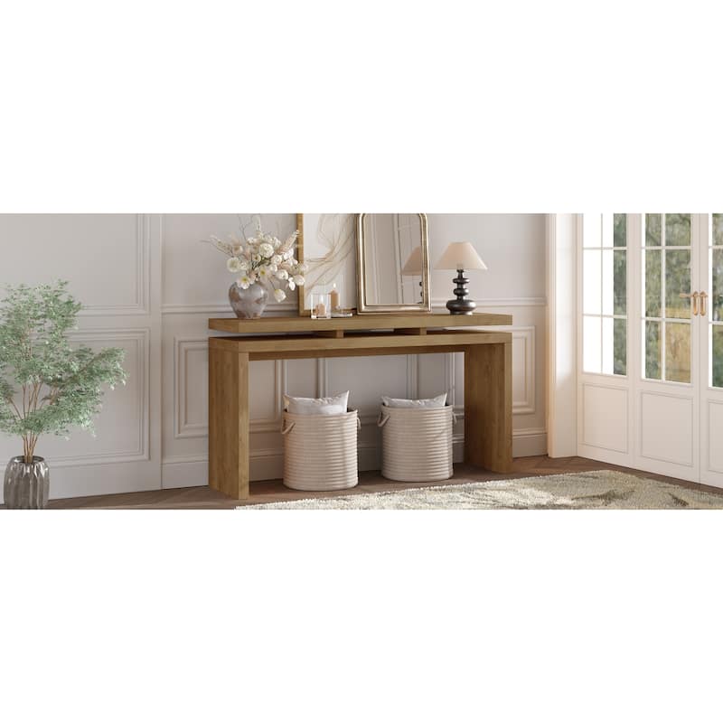 60 Inch Black Solid Wood Console Table for Living Room