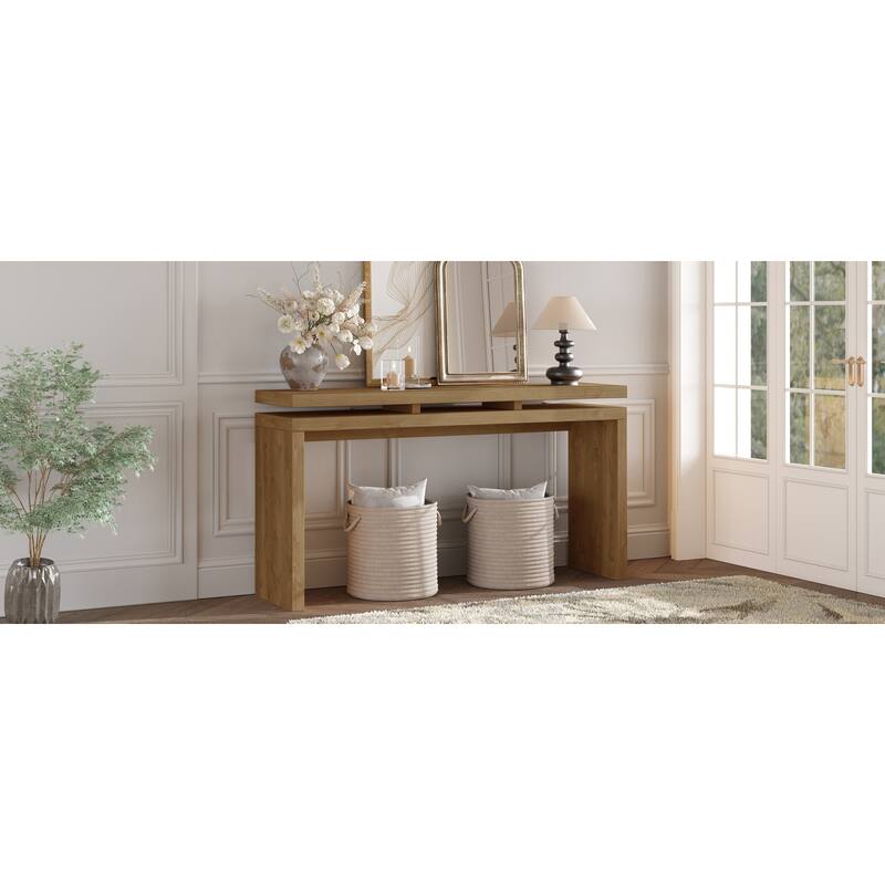 GDFStudio - 60" Farmhouse Wood Console Table, Retro Wooden Entryway Sofa Table