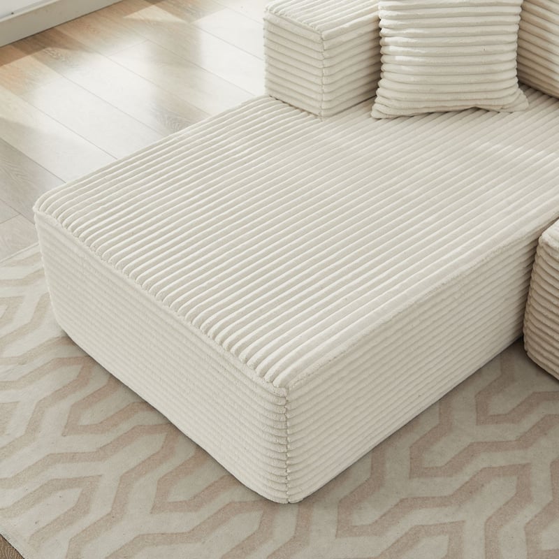 Cloud-like Modular L-shaped Sectional Sofa with Chaise Corduroy Upholstered Floor Standing Compressed Lounge Couch