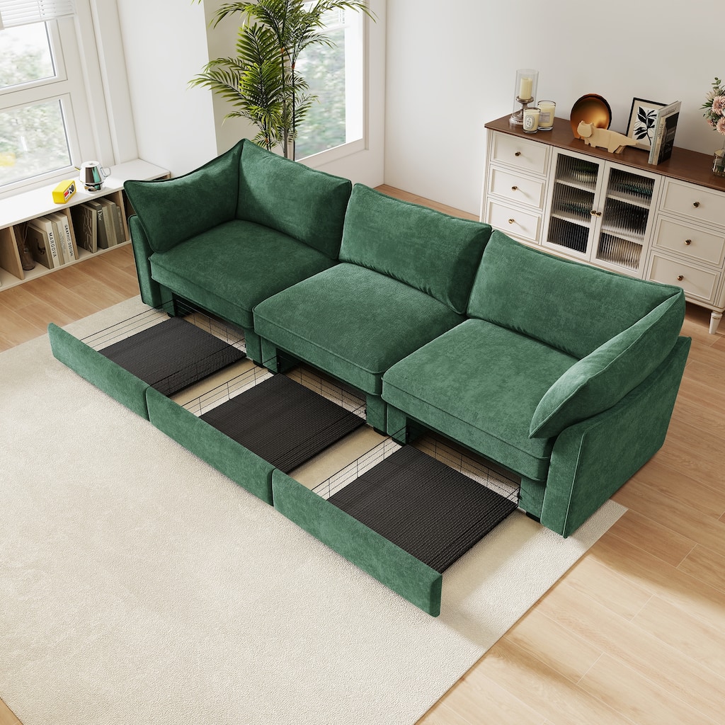3 Seater Sofa With Storage Pull out Drawers Under Each Seat, ,3 - Seat Large Wide And Deep Seat Sofa