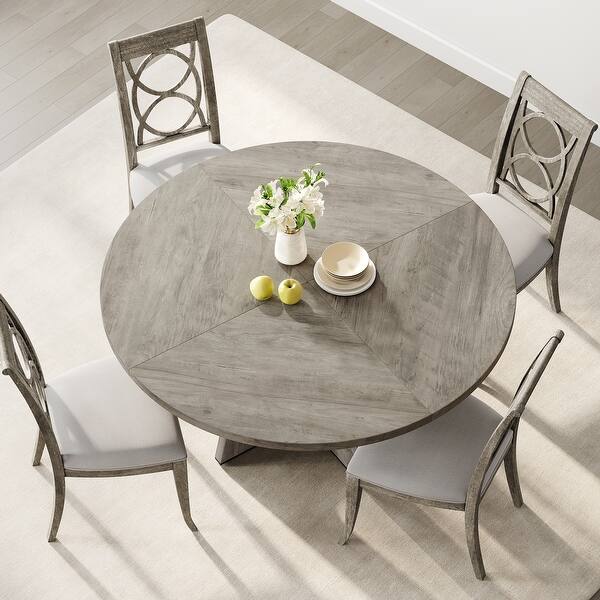 Farmhouse Round Kitchen Dining Table with Wooden Top(Only Table)