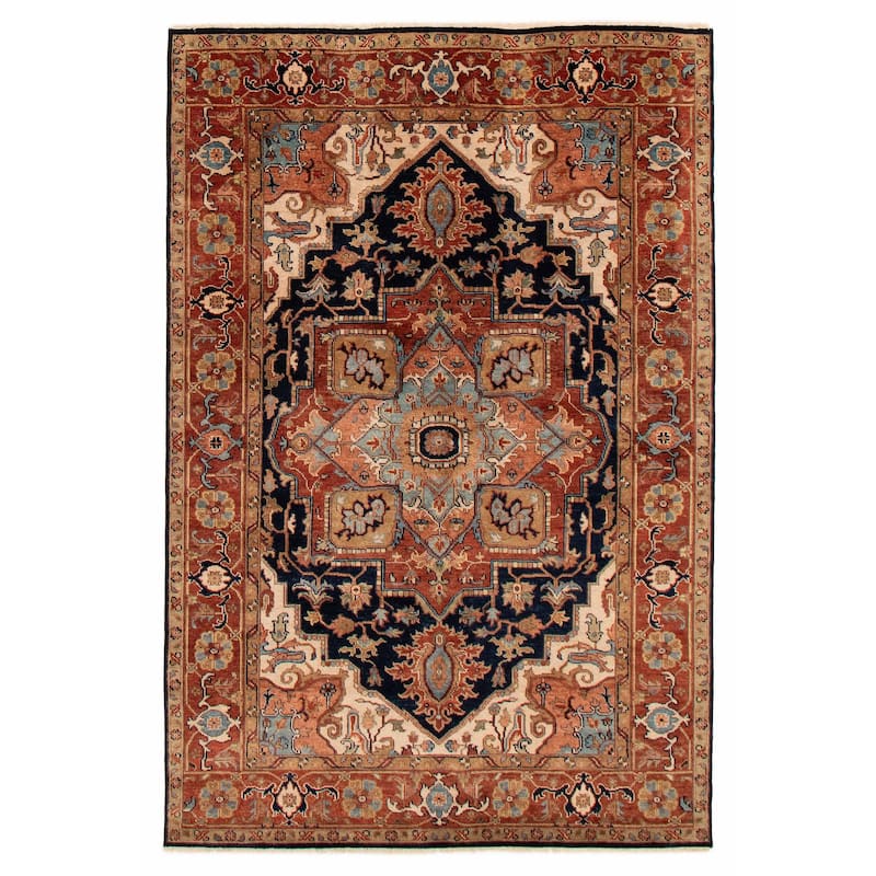 ECARPETGALLERY Hand-knotted Jules Sultane Dark Navy Wool Rug - 5'8 x 8'6 - Dark Navy - 5'8 x 8'6