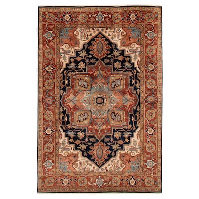 ECARPETGALLERY Hand-knotted Jules Sultane Dark Navy Wool Rug - 5'8 x 8'6