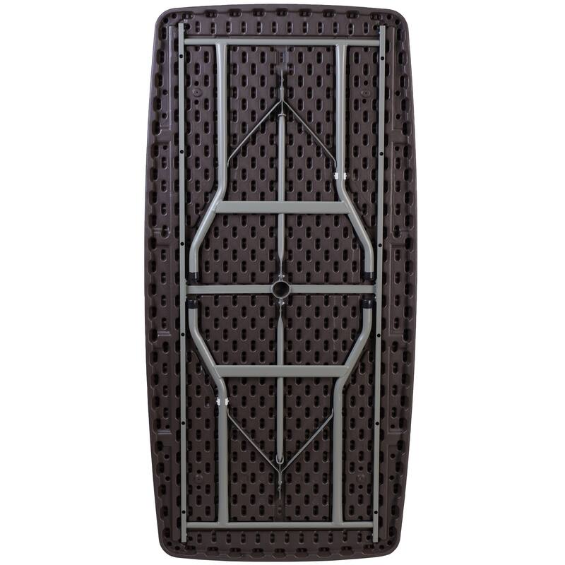 5.62-Foot Rattan Indoor-Outdoor Plastic Folding Table