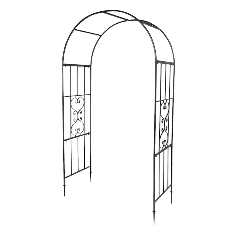 Dark Green Wrought Iron Garden Arch for Climbing Plants Vines or Roses - 46.65” x 22.05” x 87.2" (L x W x H)
