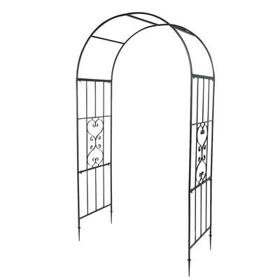 Dark Green Wrought Iron Garden Arch for Climbing Plants Vines or Roses - 46.65” x 22.05” x 87.2" (L x W x H)