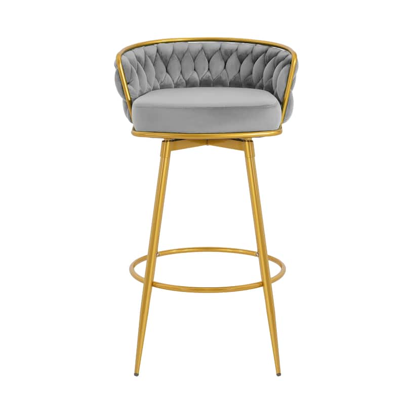 Ostweer Furniture 31.5" Modern Low Back Upholstered Bar Chairs Set of 2 - Beige