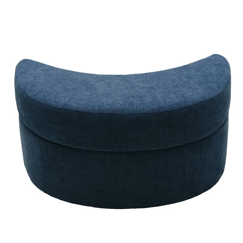 Chenille Half Moon Storage Ottoman(Set of 2)