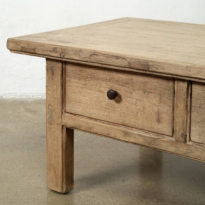 63 Inches Wide Coffee Table with Three Drawers Weathered Natural