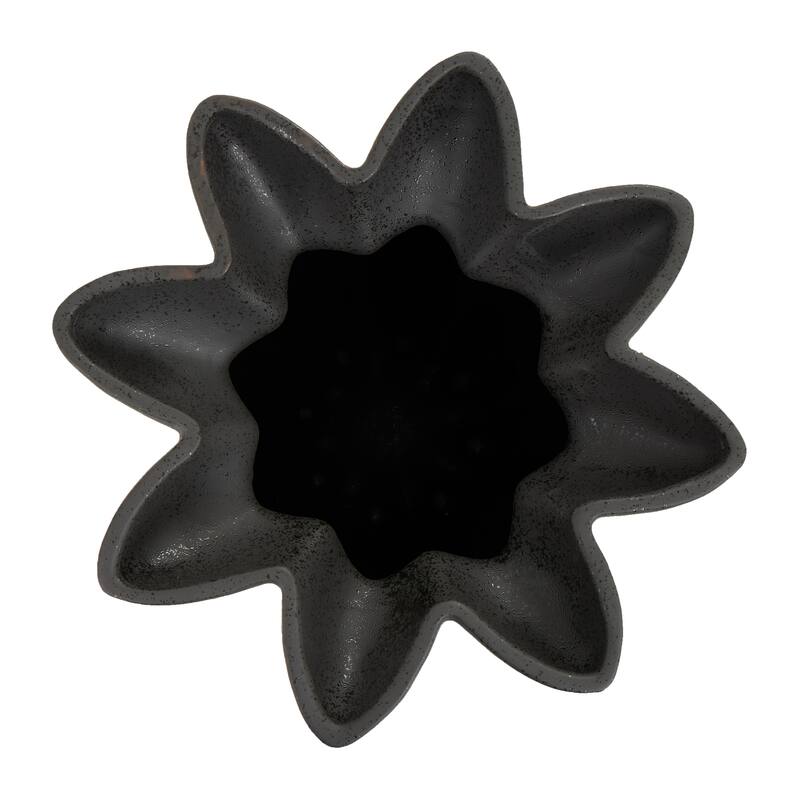 Black Ceramic Speckle Textured Vase with Tulip Style Opening