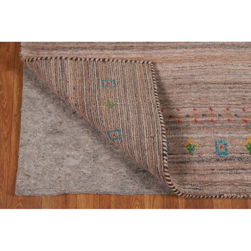 Little Animals Brown Gabbeh Indian Runner Rug Handmade Wool Carpet - 2'6"x 9'9"