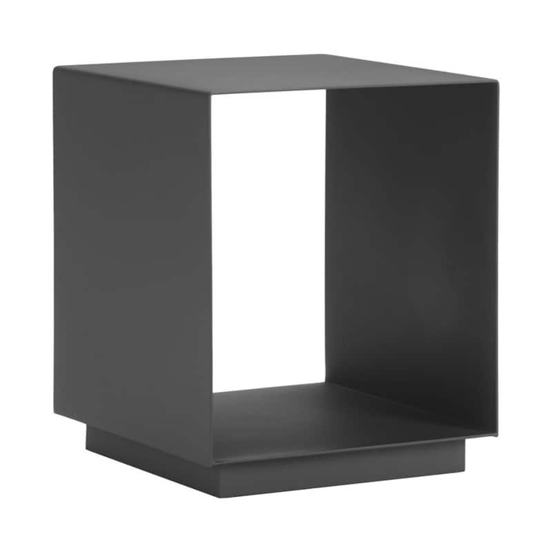 17-Inch Charcoal Aluminum Square End Table with Storage Shelf - 14” x 14” x 16.50”