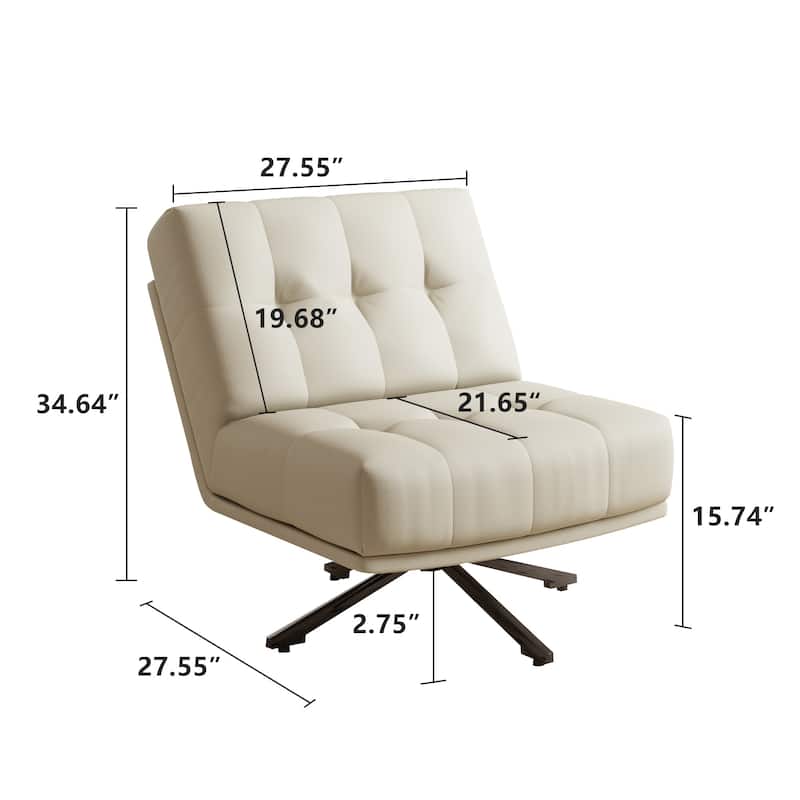 Leather 360-Degree Rotating Single Chair with Eco-Leather Upholstery - 27.55"Wx27.55"Dx34.64"H