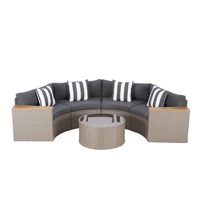 Nuon Wicker Outdoor 5-piece Sectional Set by Havenside Home